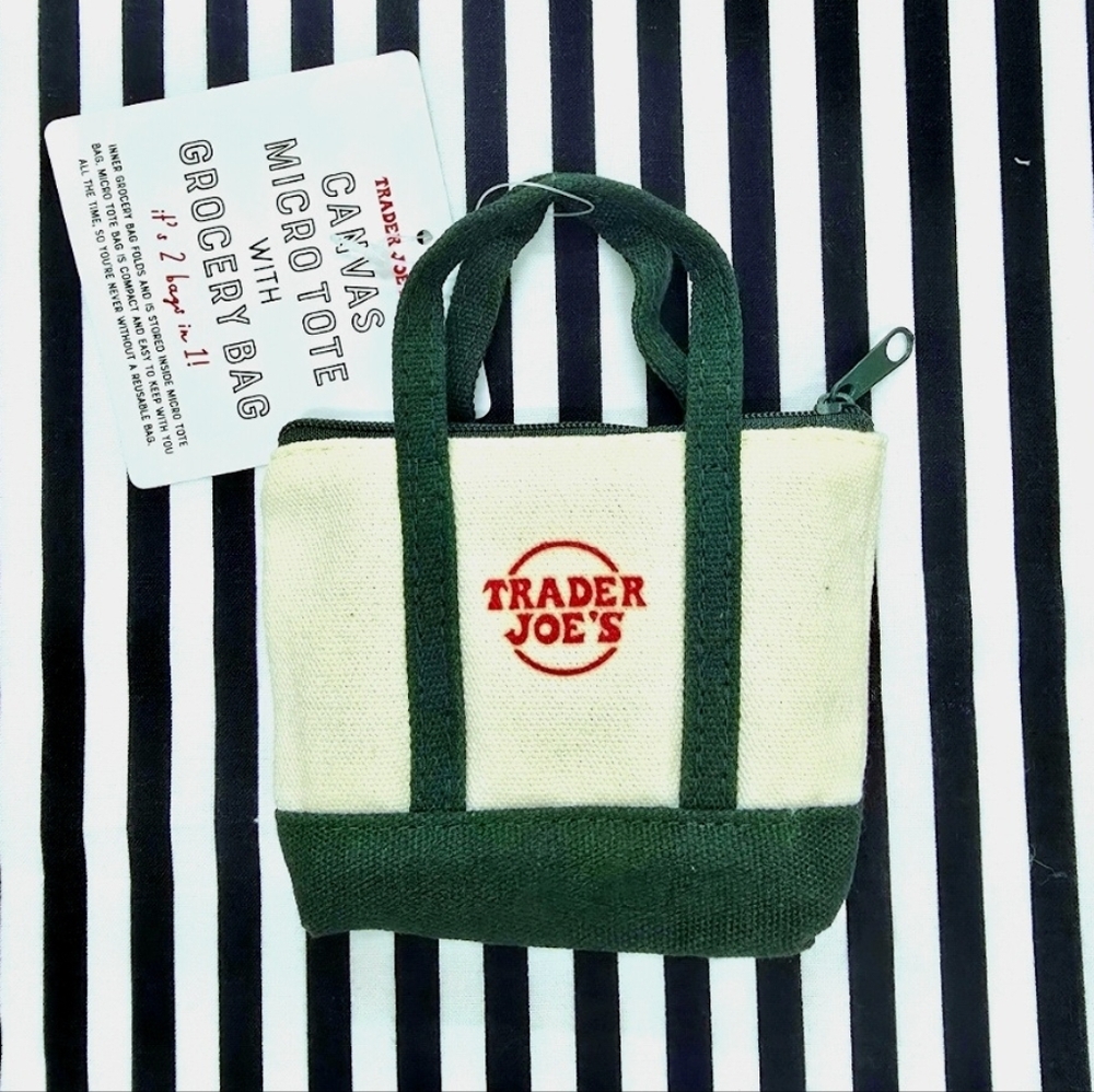 Trader Joe's Micro Canvas Tote Bag Green